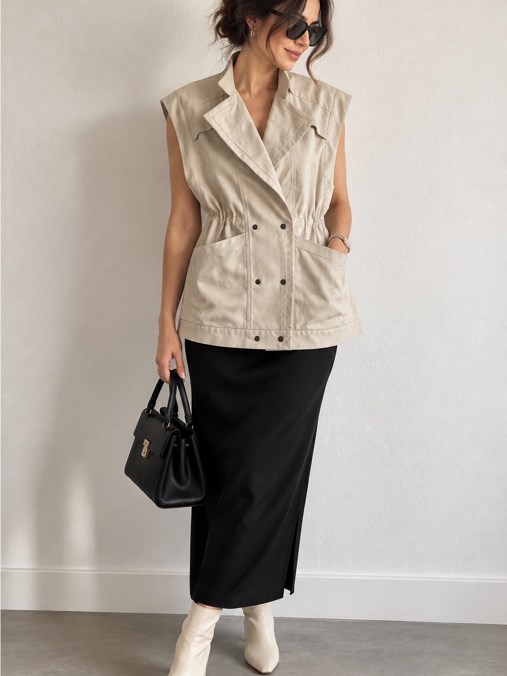 NWOT Banana Republic Sleeveless thick cotton Vest in Cream